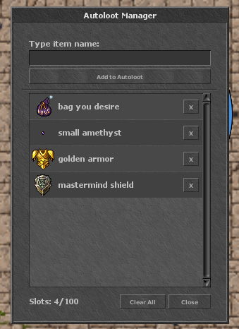 Autoloot Manager Window